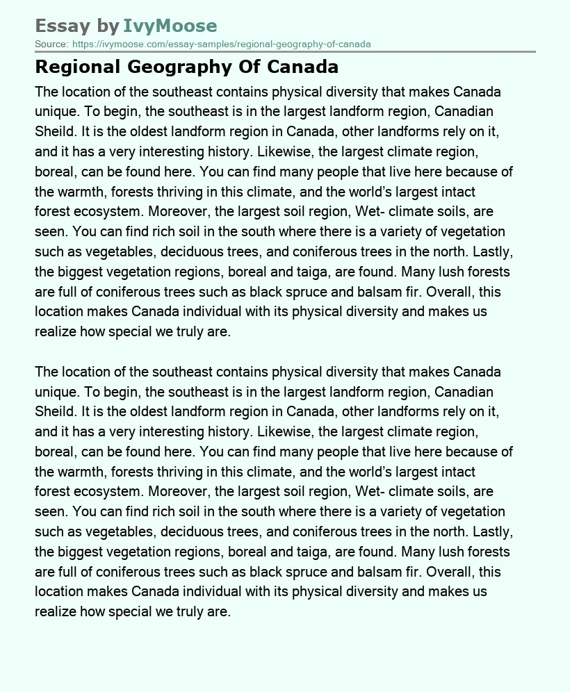 Regional Geography Of Canada