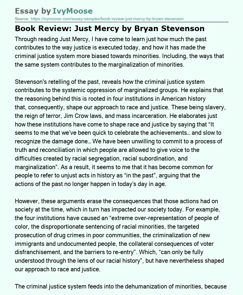 Book Review: Just Mercy by Bryan Stevenson