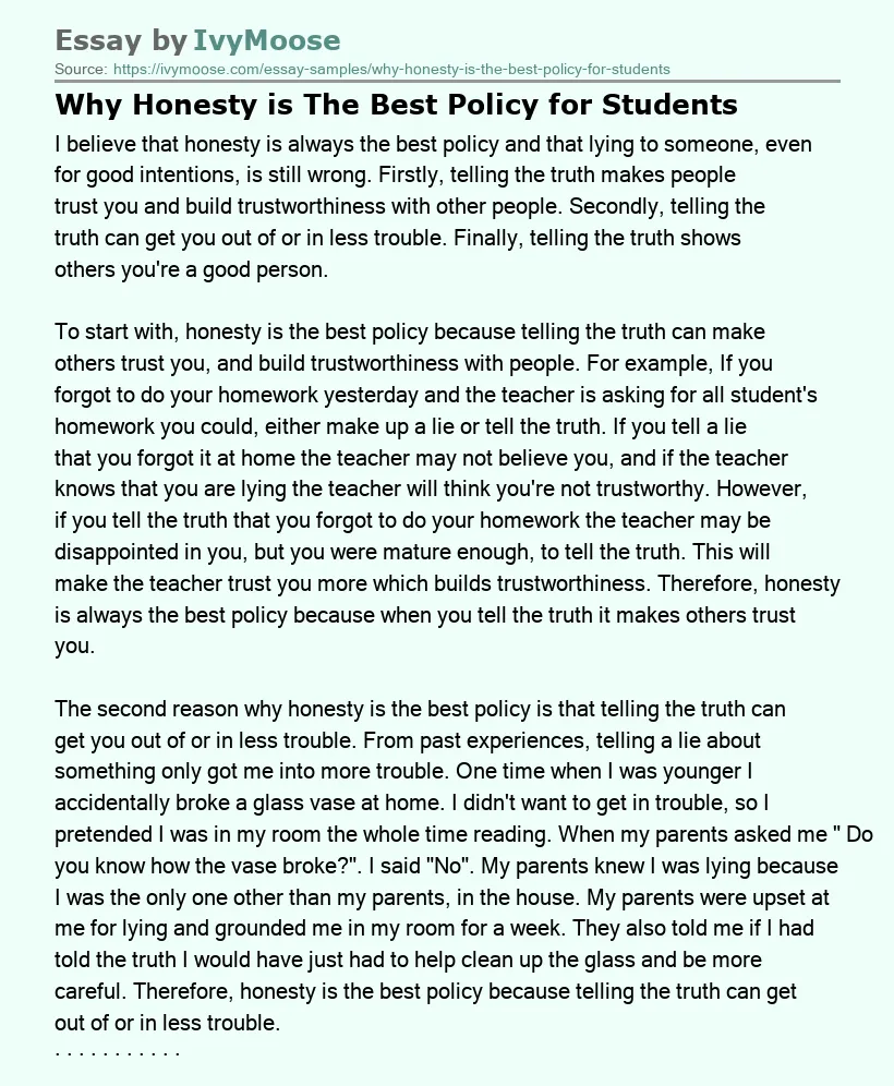 Why Honesty is The Best Policy for Students