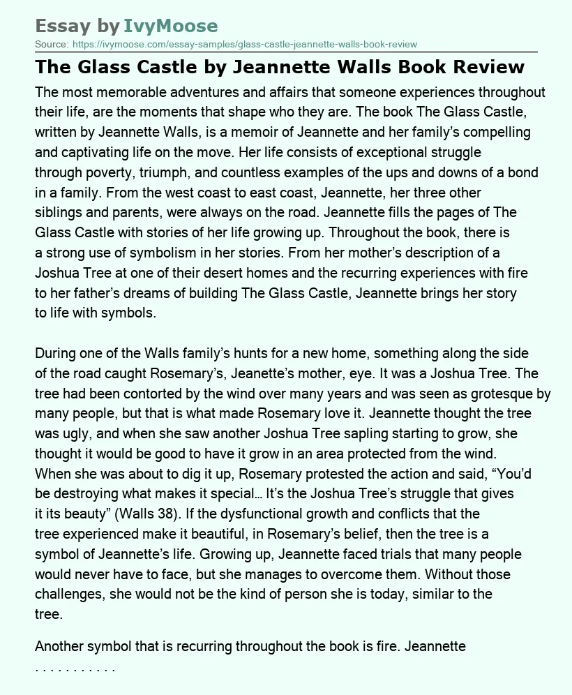 The Glass Castle by Jeannette Walls Book Review