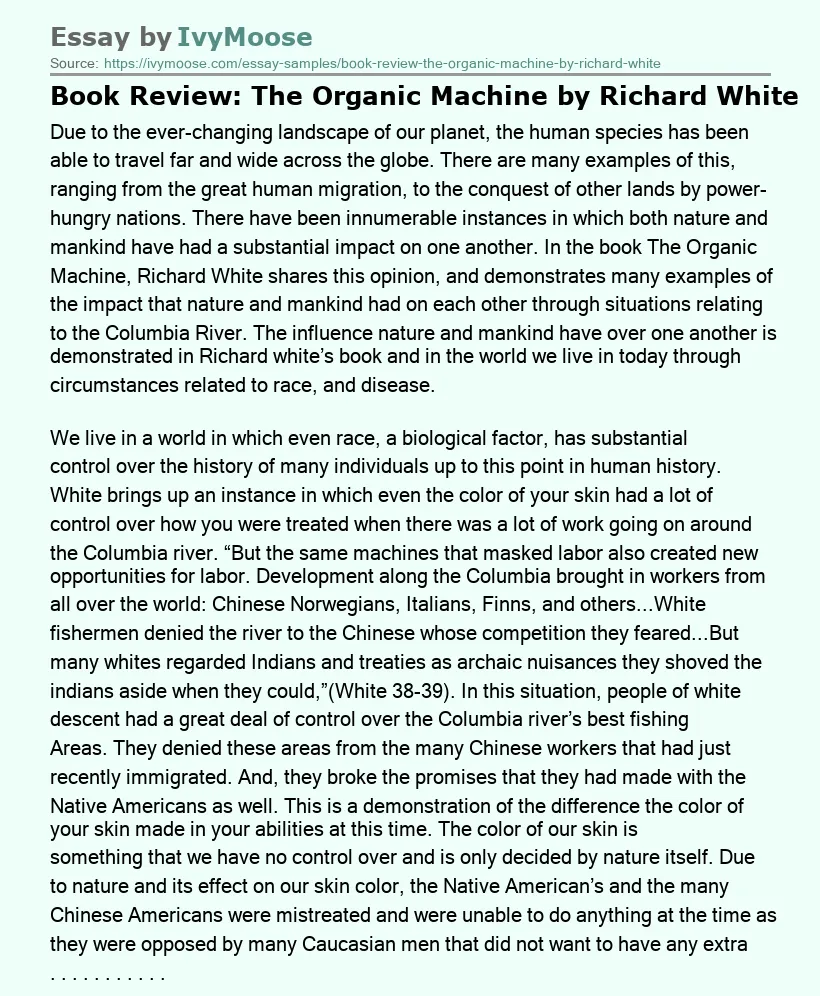 Book Review: The Organic Machine by Richard White