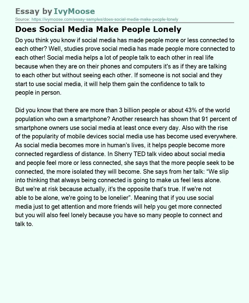 Does Social Media Make People Lonely