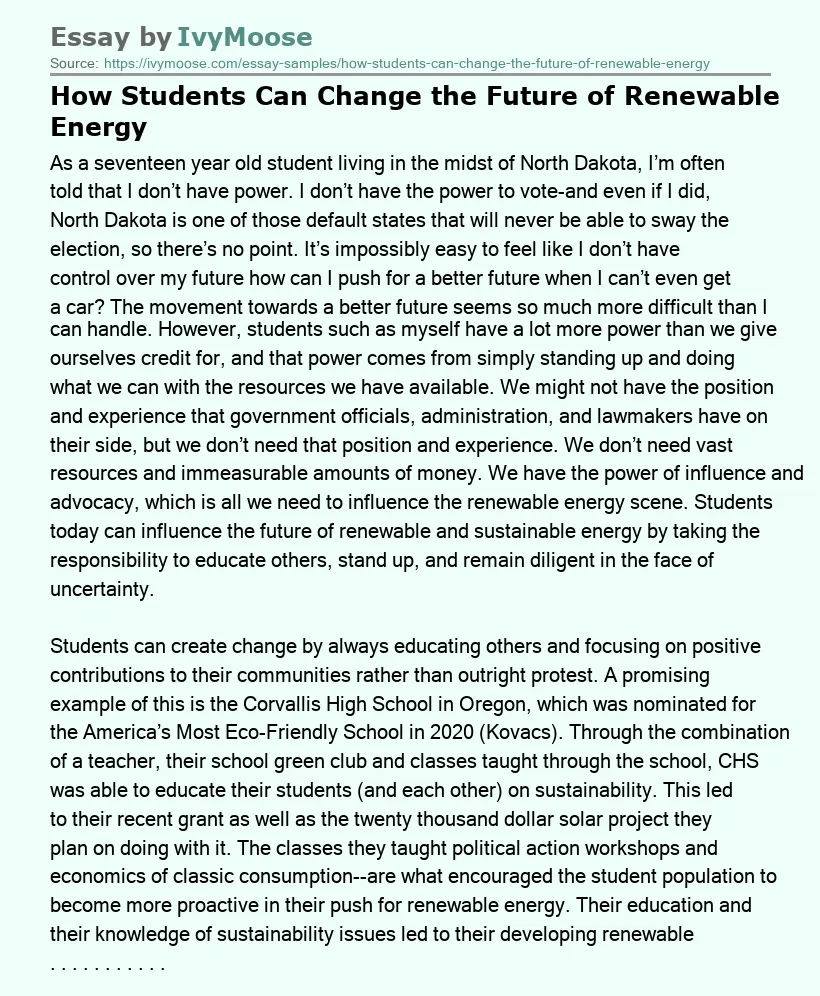 How Students Can Change the Future of Renewable Energy