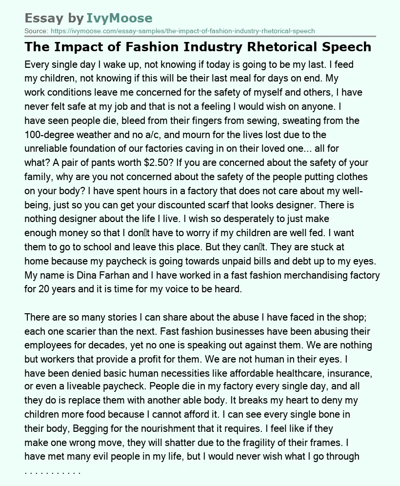 The Impact of Fashion Industry Rhetorical Speech