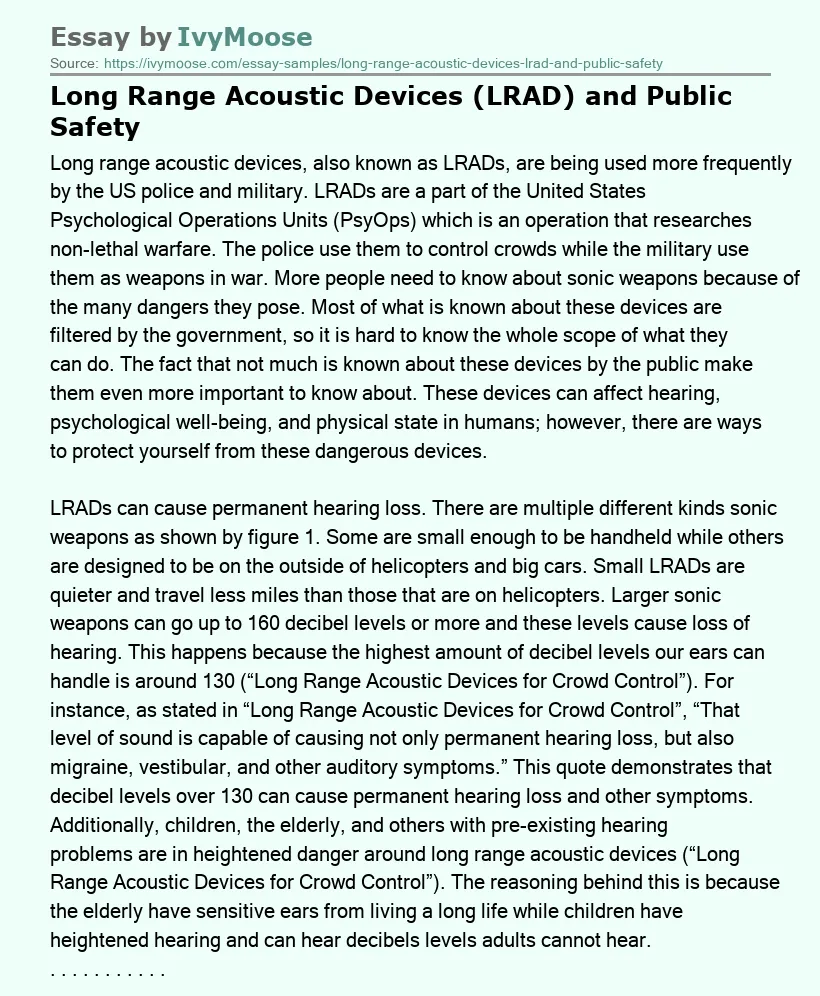 Long Range Acoustic Devices (LRAD) and Public Safety