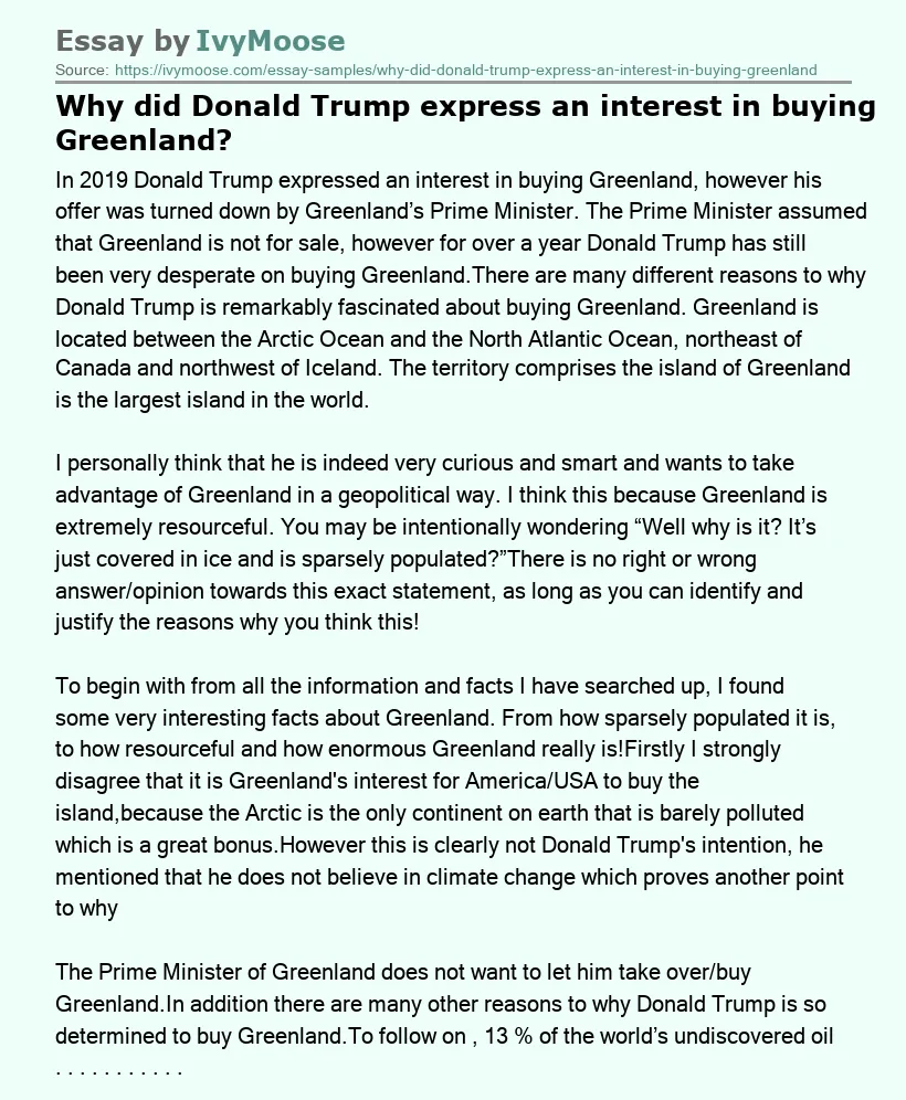 Why did Donald Trump express an interest in buying Greenland?