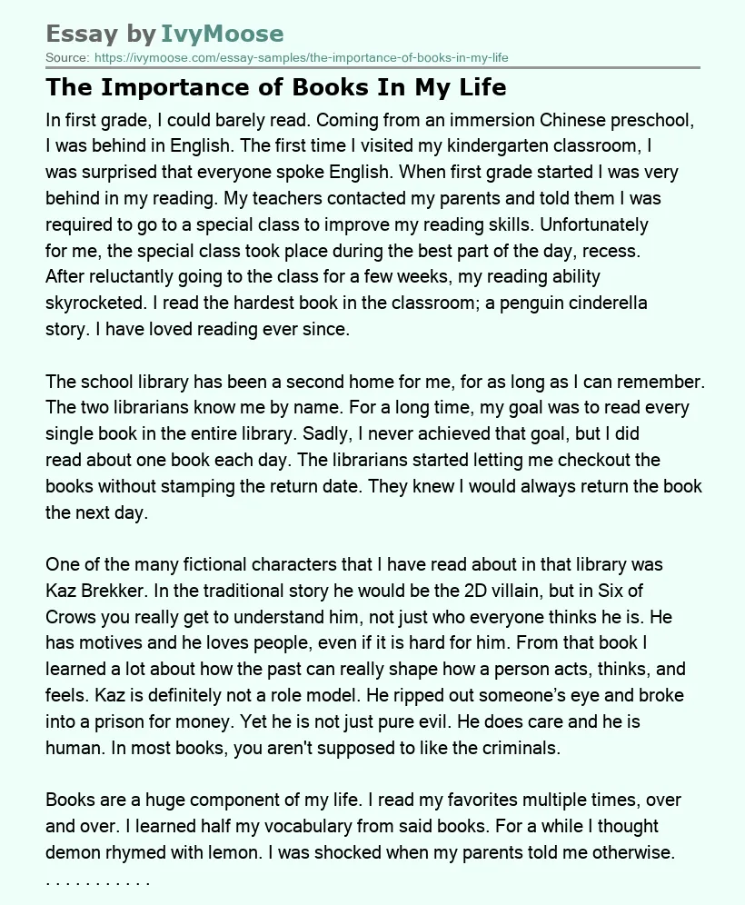 The Importance of Books In My Life