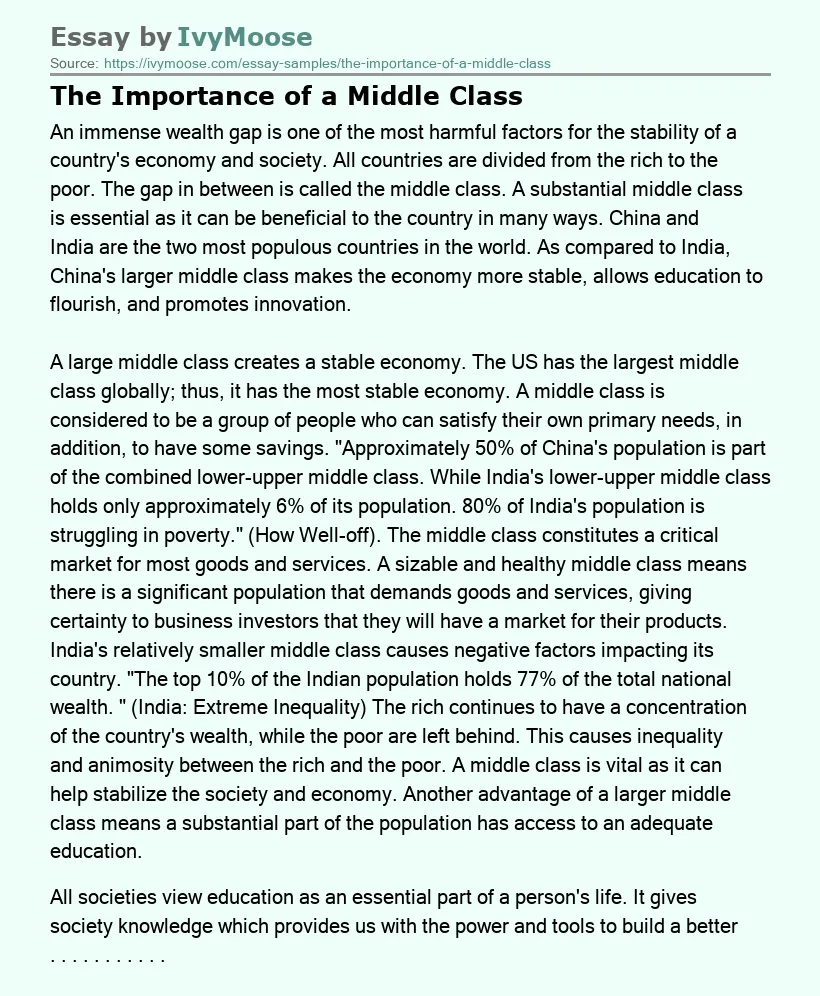 The Importance of a Middle Class