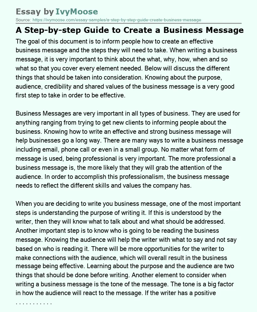 A Step-by-step Guide to Create a Business Message