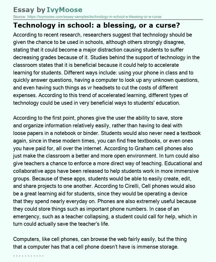 Technology in school: a blessing, or a curse?