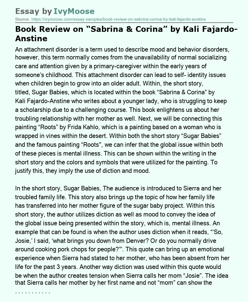 Book Review on “Sabrina & Corina” by Kali Fajardo-Anstine