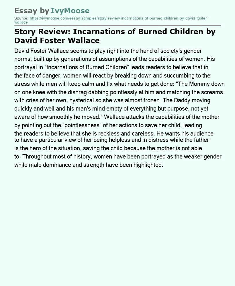 Story Review: Incarnations of Burned Children by David Foster Wallace