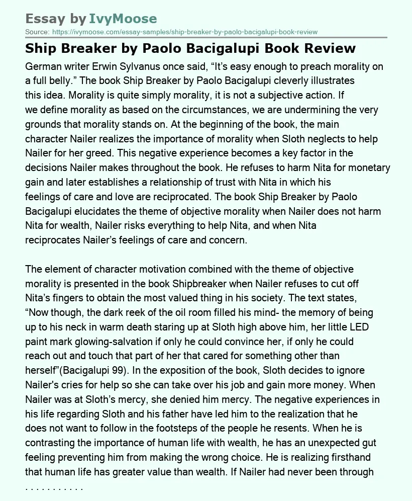 Ship Breaker by Paolo Bacigalupi Book Review