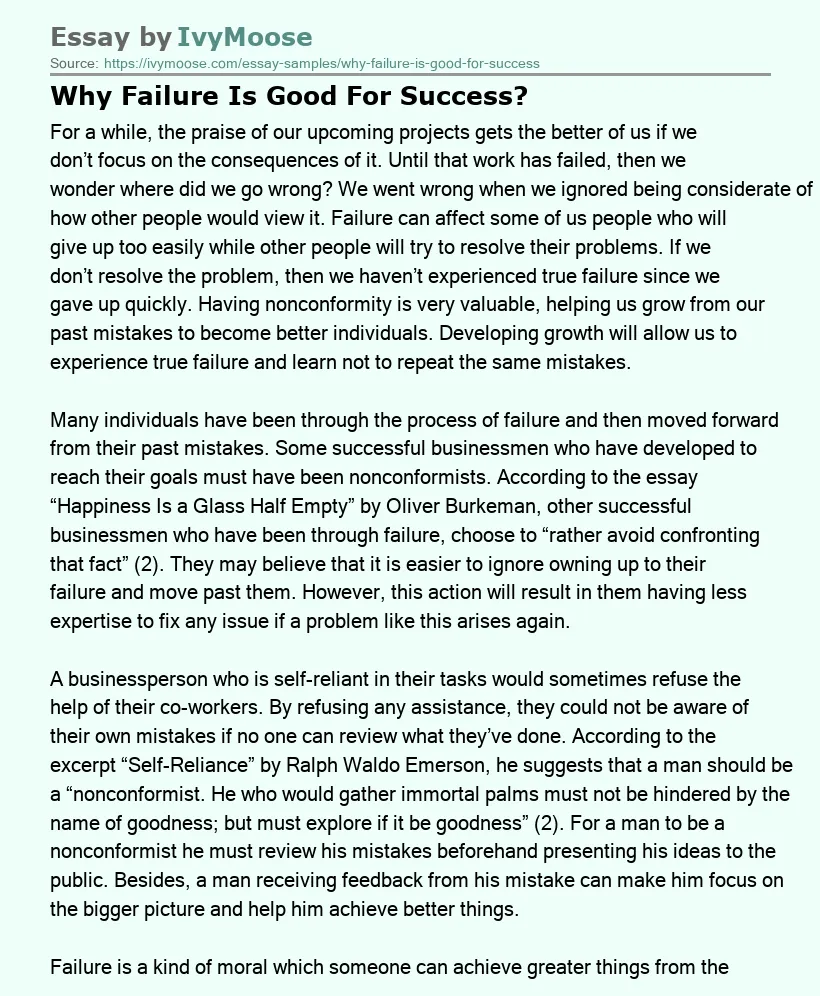 Why Failure Is Good For Success?