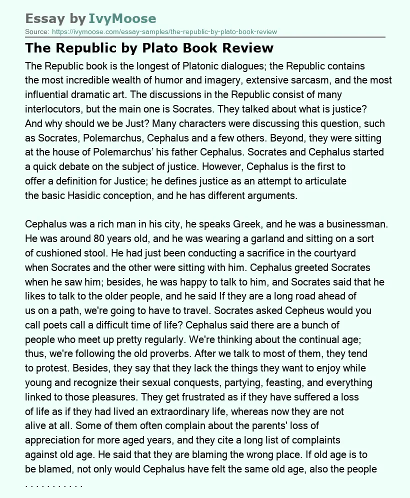 The Republic by Plato Book Review