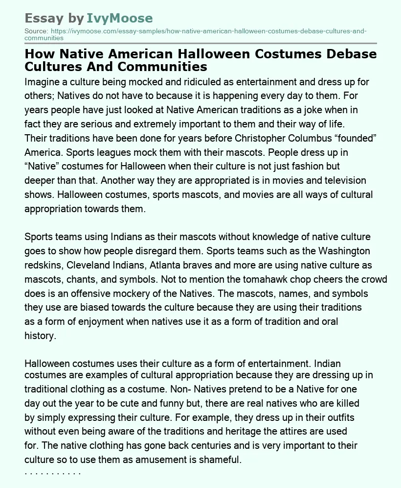 How Native American Halloween Costumes Debase Cultures And Communities