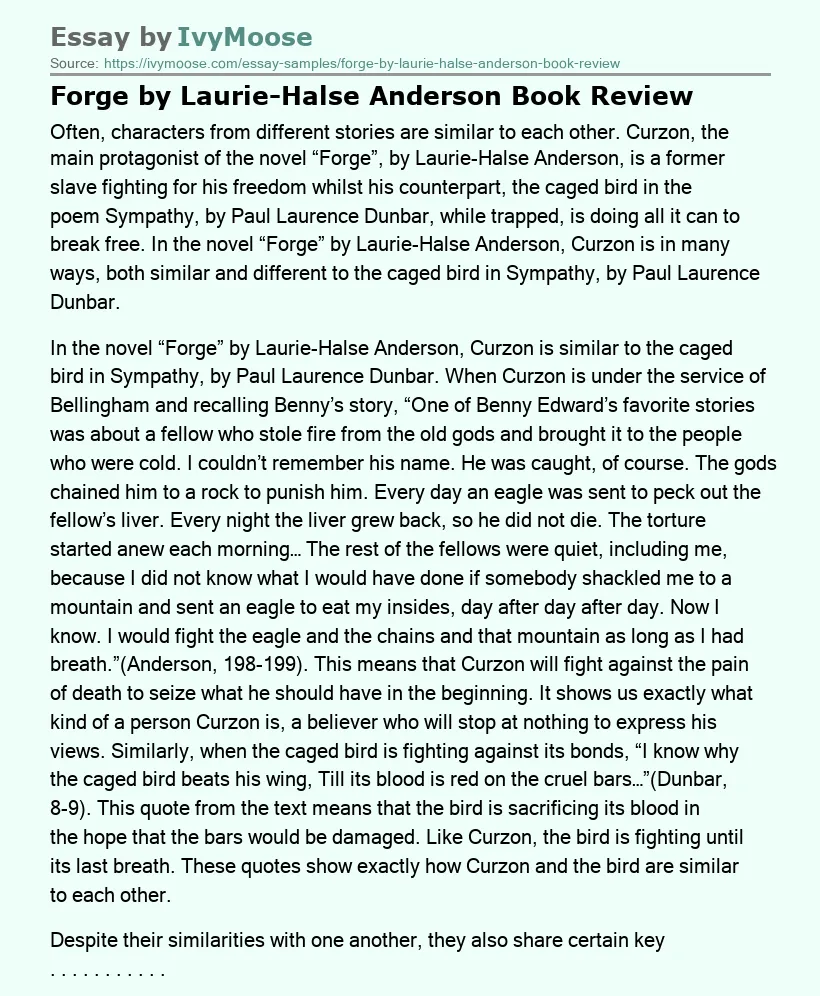 Forge by Laurie-Halse Anderson Book Review