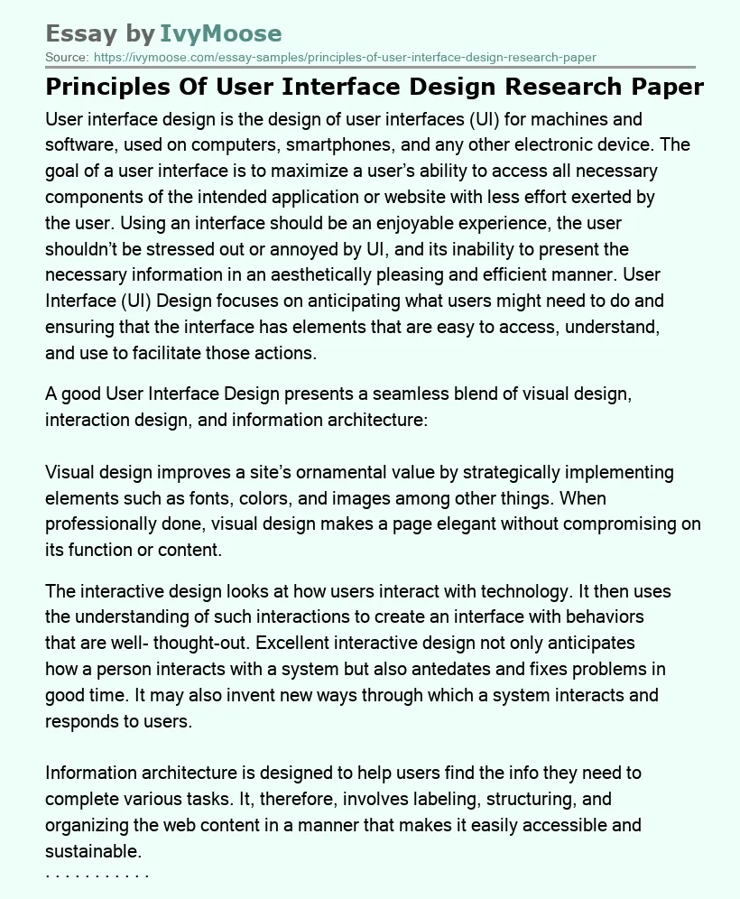 Principles Of User Interface Design Research Paper