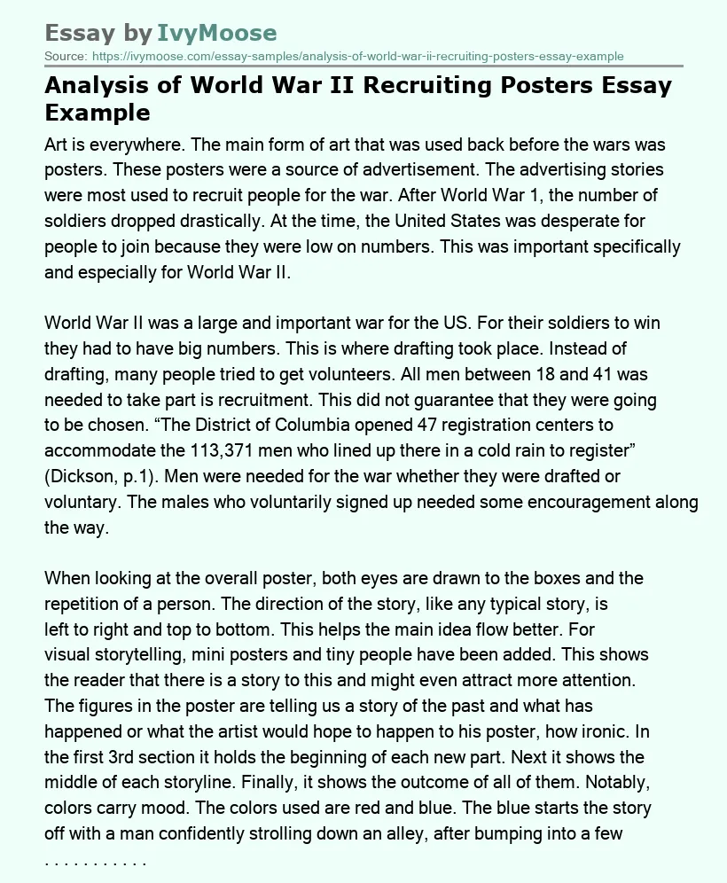 Analysis of World War II Recruiting Posters Essay Example