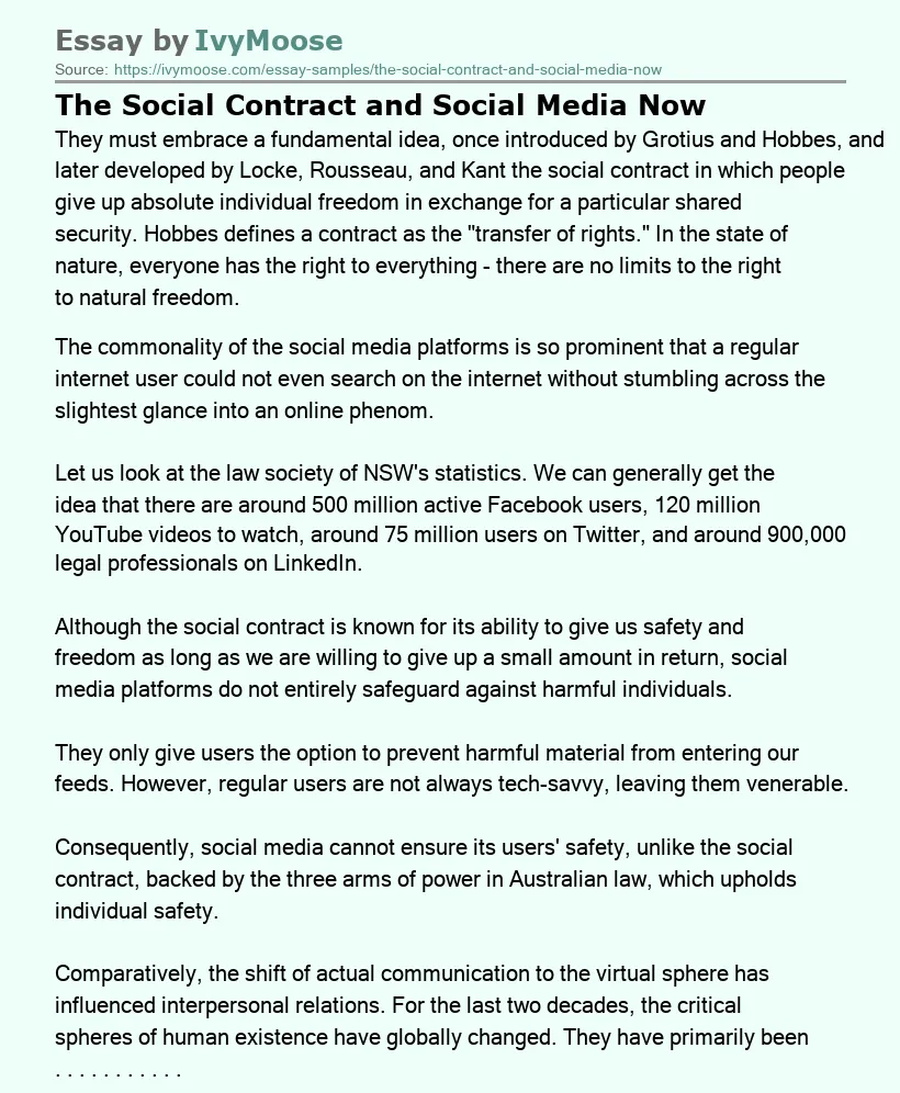 The Social Contract and Social Media Now