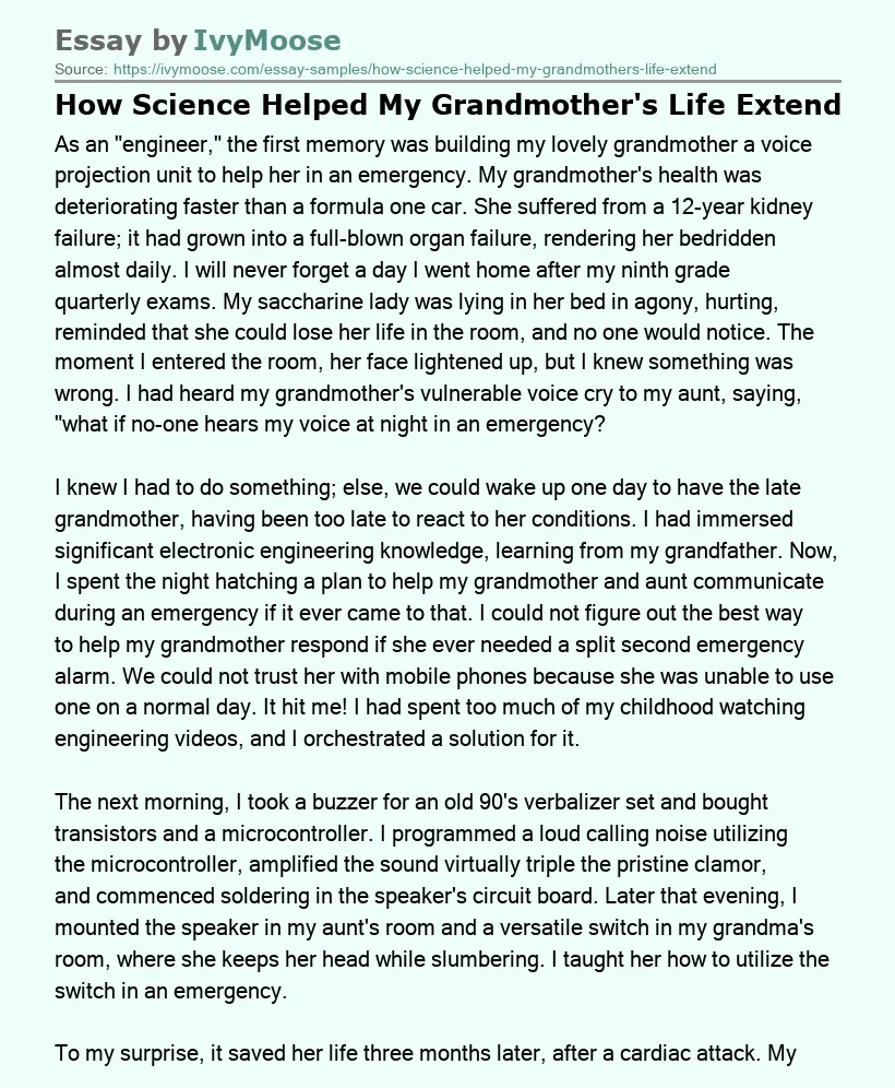 How Science Helped My Grandmother's Life Extend