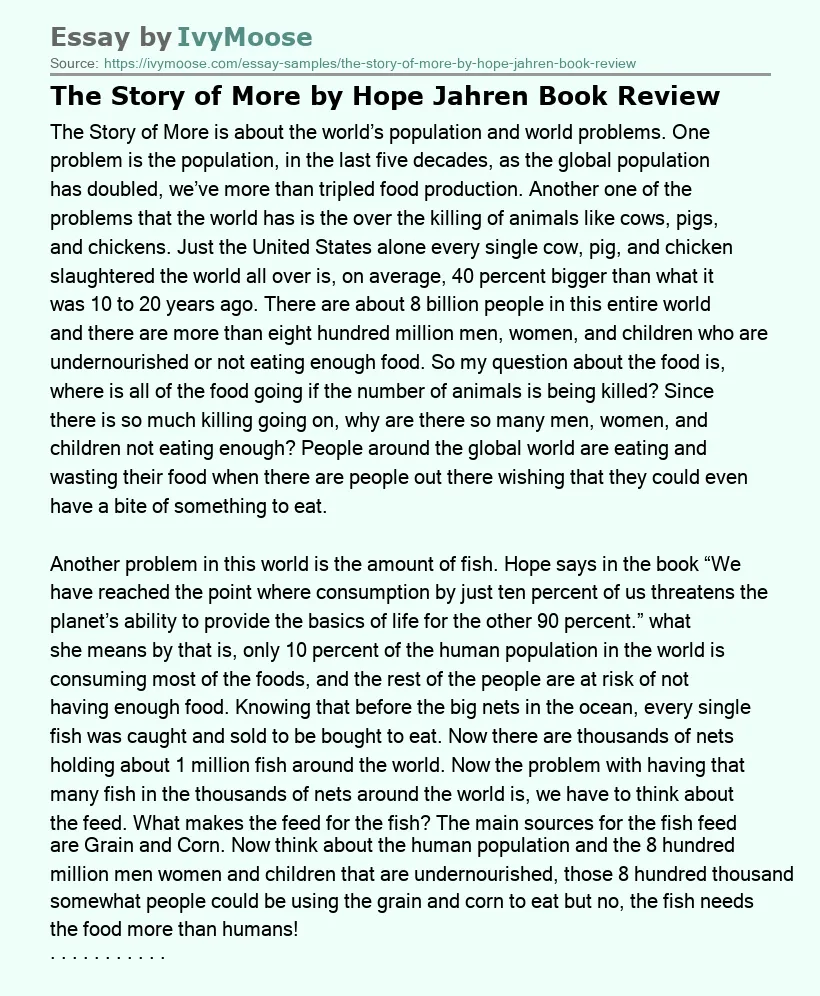 The Story of More by Hope Jahren Book Review