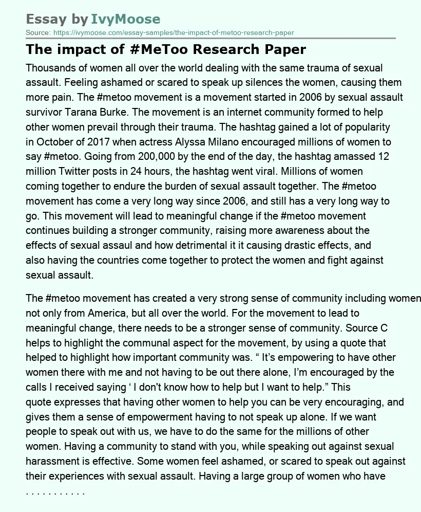 The impact of #MeToo Research Paper