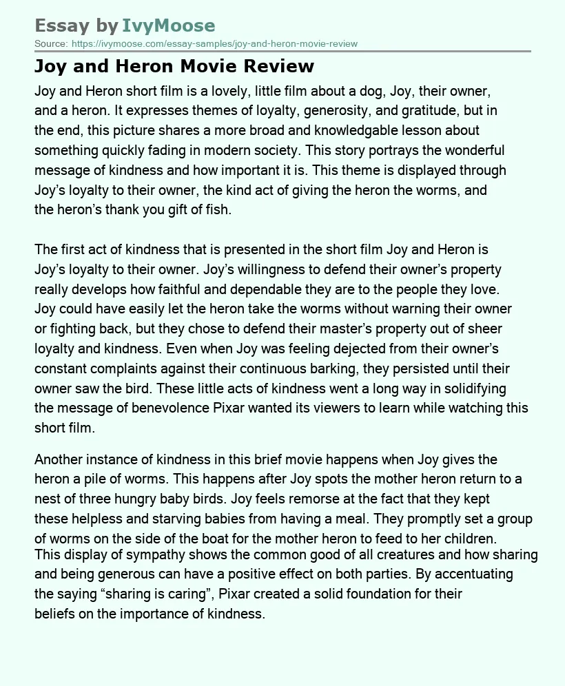Joy and Heron Movie Review