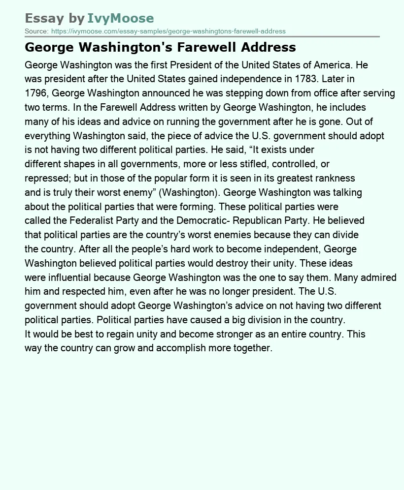 George Washington's Farewell Address