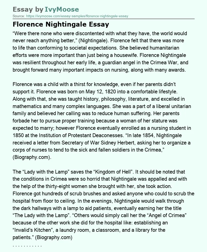 Florence Nightingale Essay