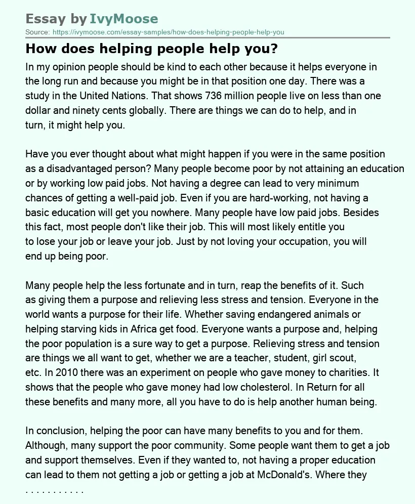 How does helping people help you?