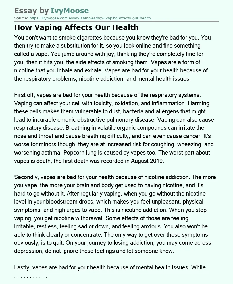 How Vaping Affects Our Health