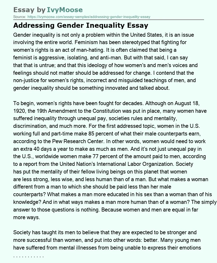 Addressing Gender Inequality Essay