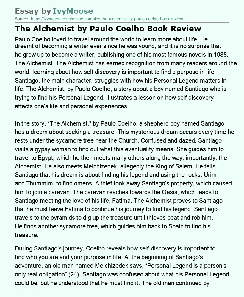 The Alchemist by Paulo Coelho Book Review